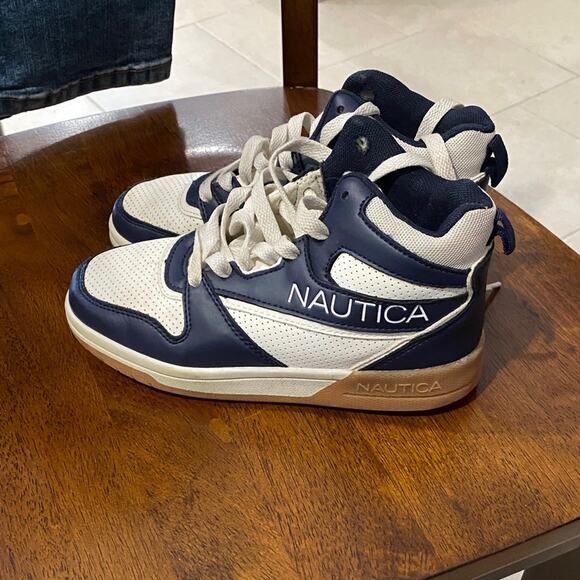 Nautica Blue and White High-Top Sneakers 13 - Picture 3 of 6
